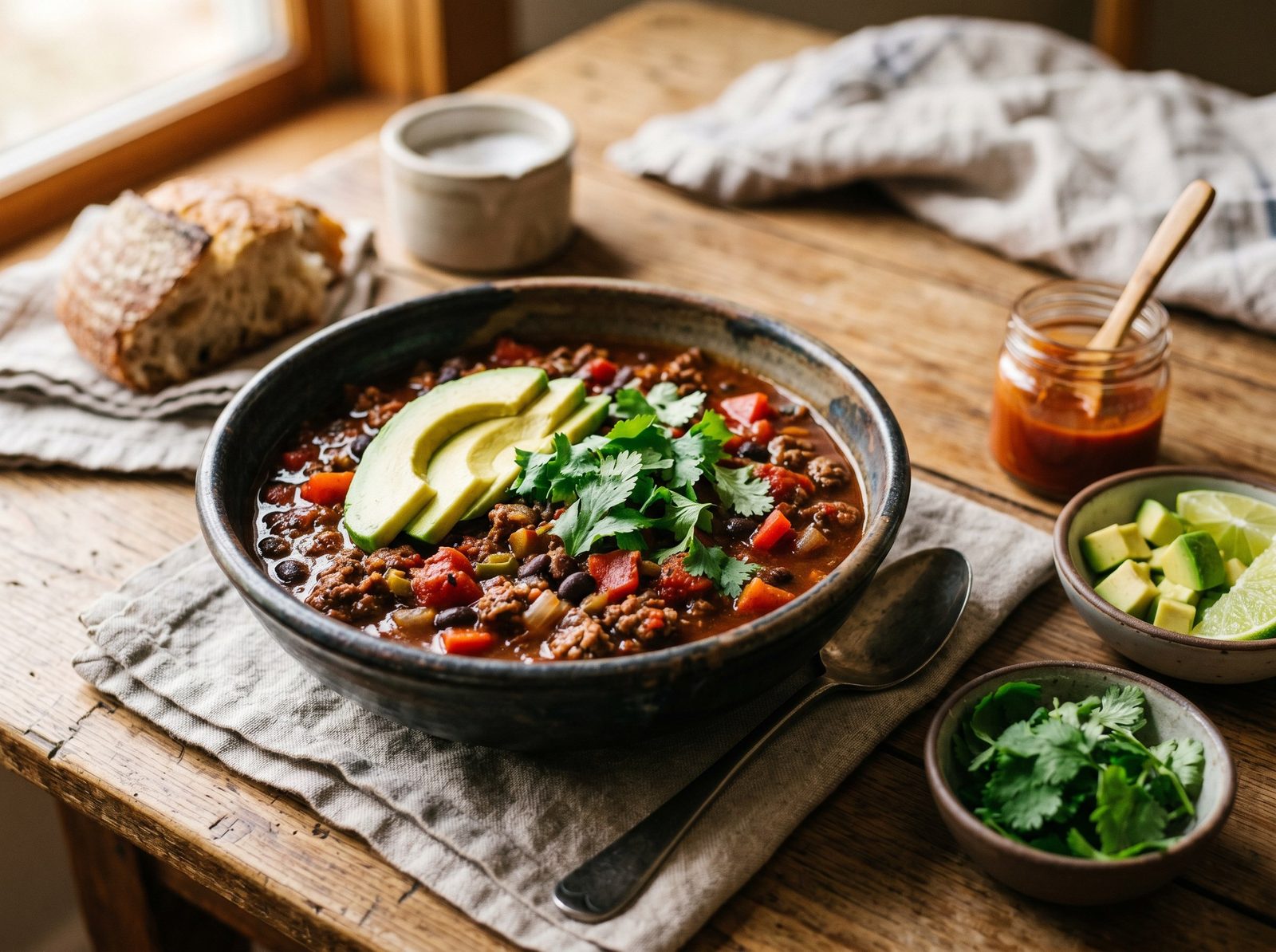 Bison and Black Bean Chili with Fire-Roasted Tomatoes