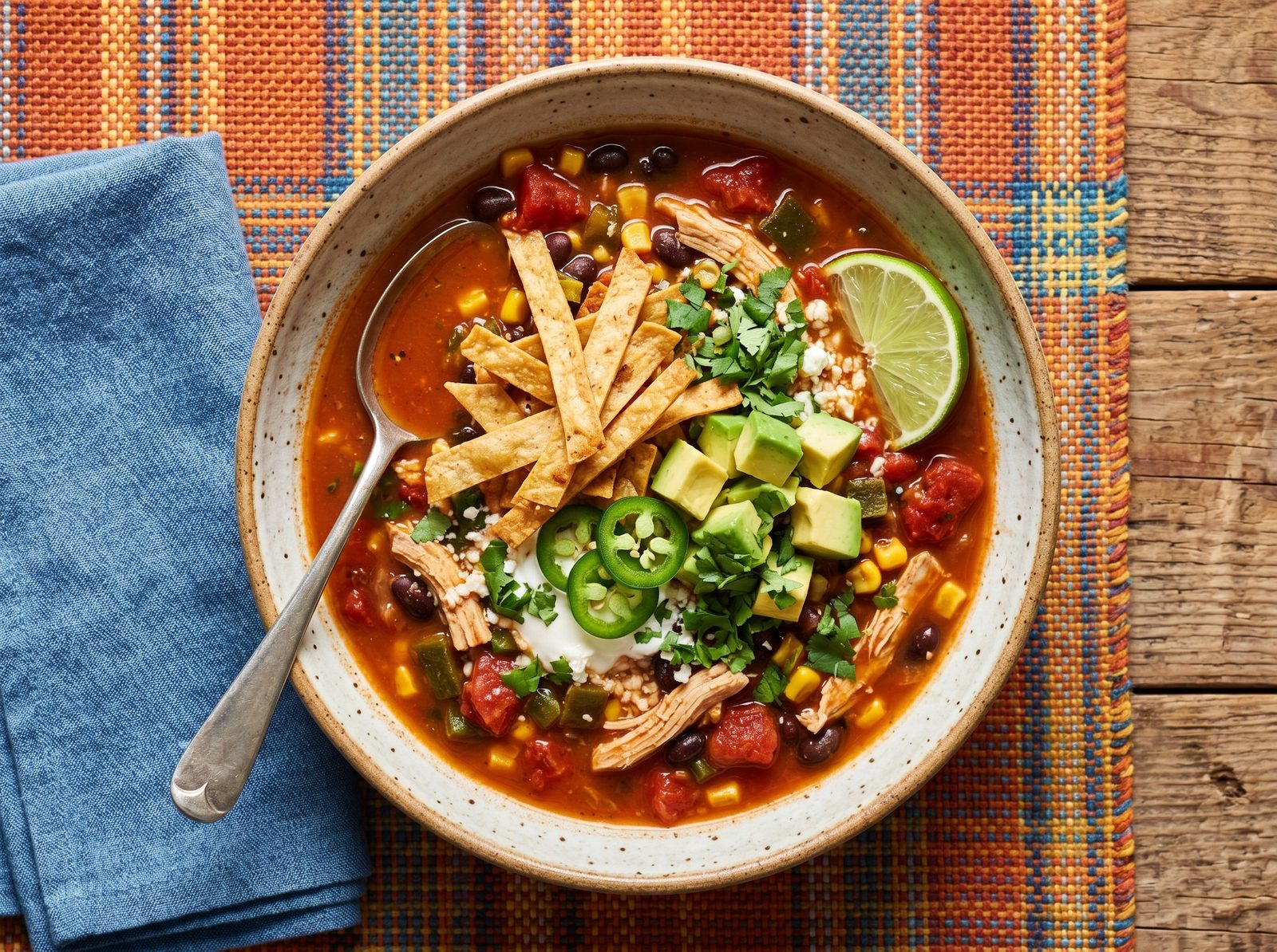 Chicken Tortilla Soup with All the Fixings
