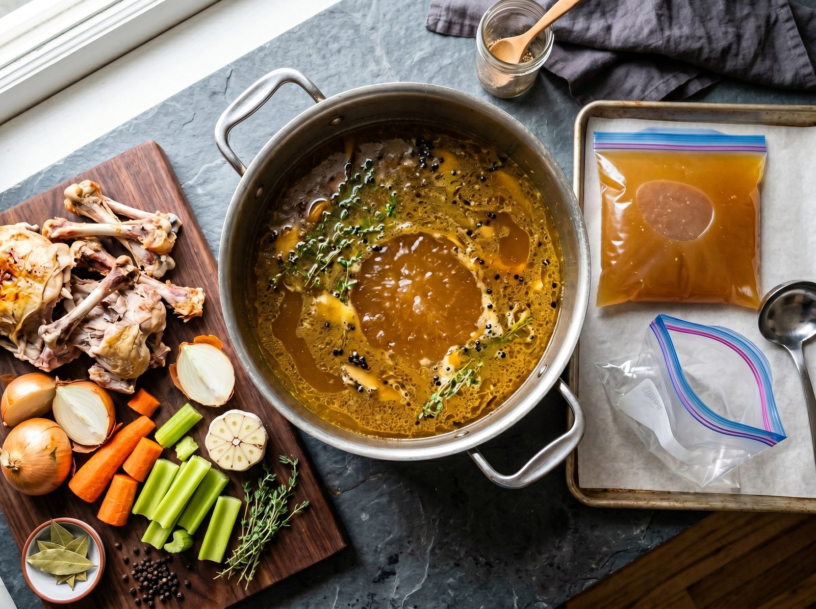 Bone Broth and Vegetable Soup Base (Freezer Stash)