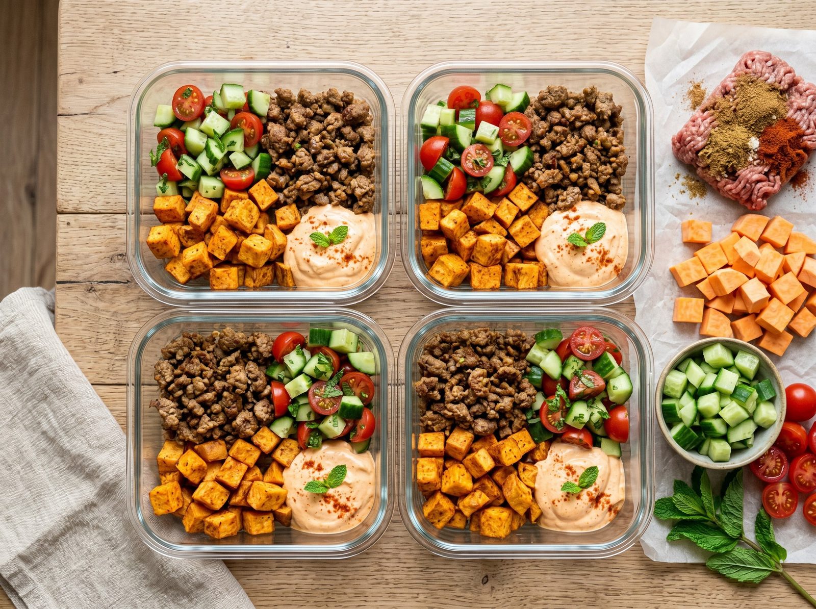 Spiced Lamb and Sweet Potato Protein Bowls (4-Container Meal Prep)