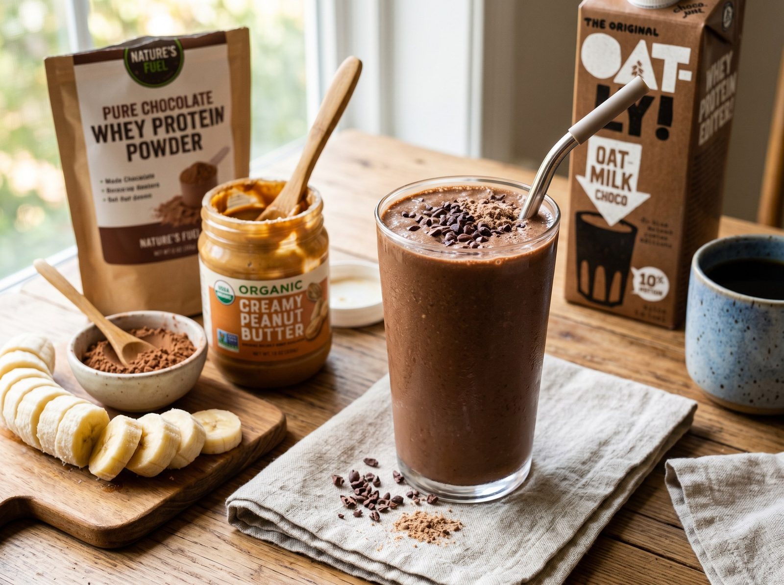 Chocolate Peanut Butter Protein Smoothie (Adam's Post-Workout Build)