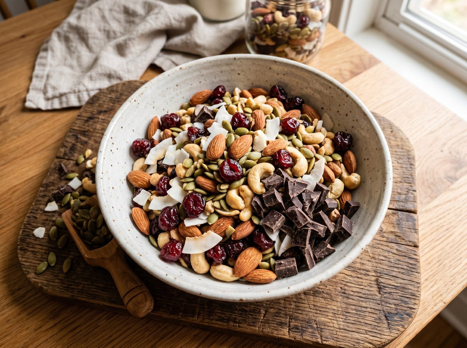 Homemade Trail Mix with Dark Chocolate, Almonds, and Dried Cherry