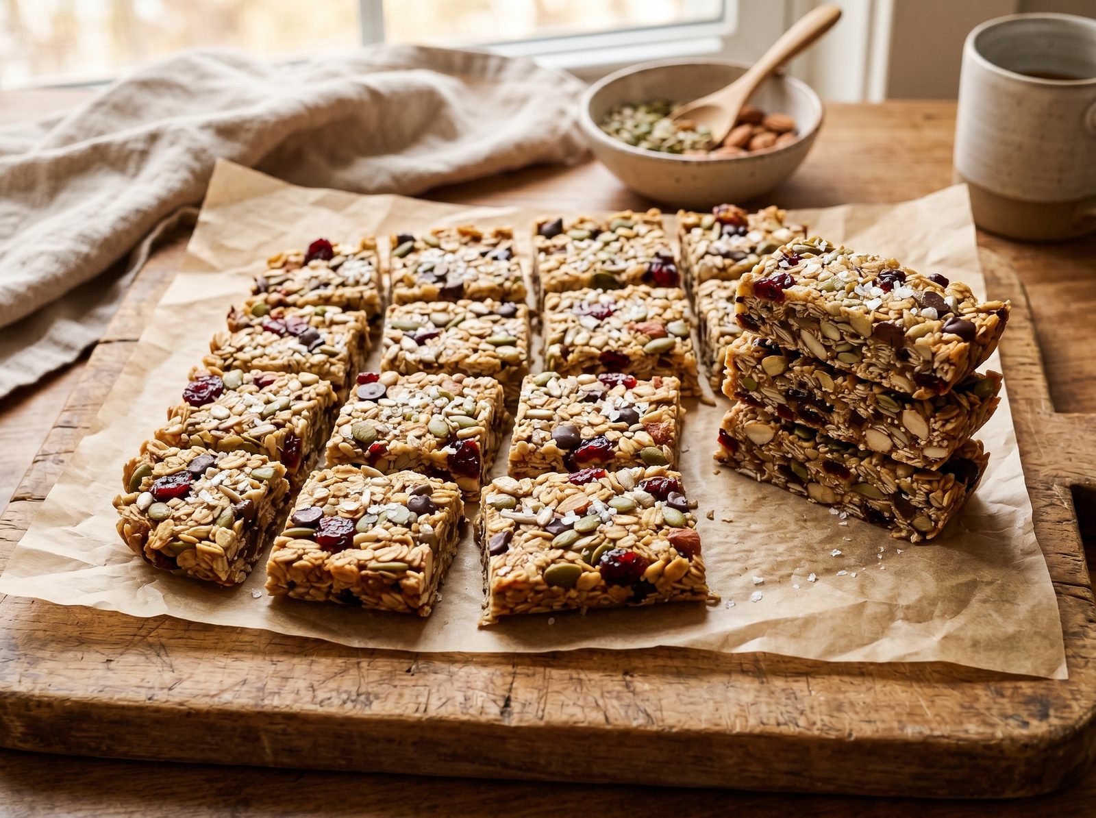Seed and Nut Energy Bars (No Bake, Honey-Bound)