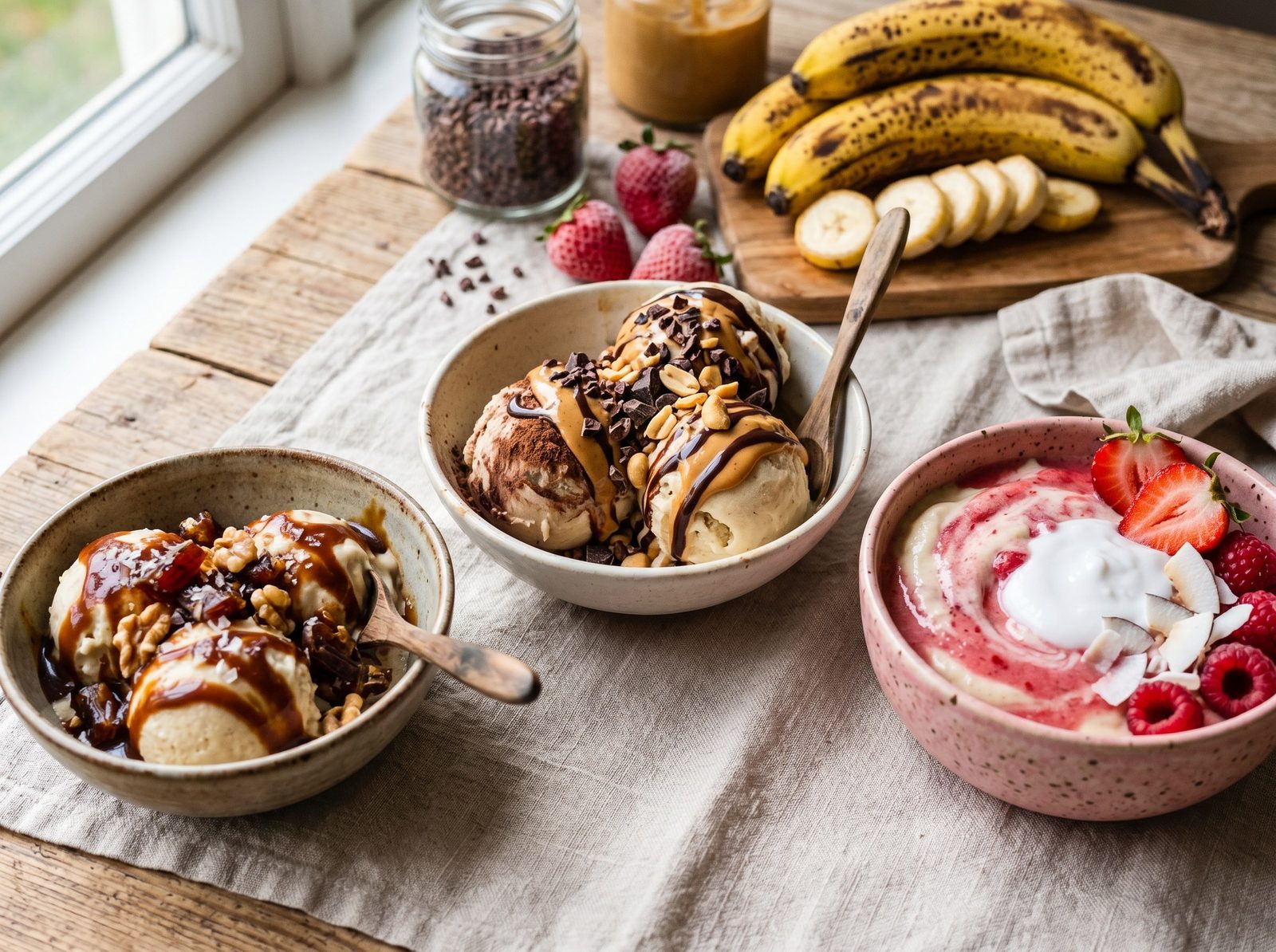 Frozen Banana Nice Cream with Mix-In Options