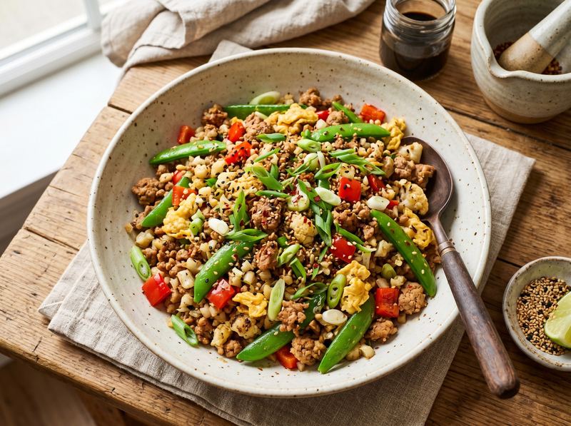 Turkey and Vegetable Stir-Fry with Cauliflower Fried Rice