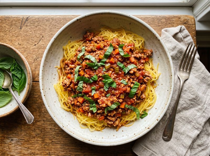 Baked Spaghetti Squash with Turkey Bolognese