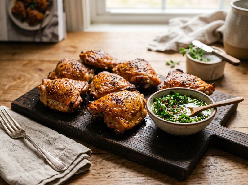 Pellet-Smoked Chicken Thighs with Chimichurri