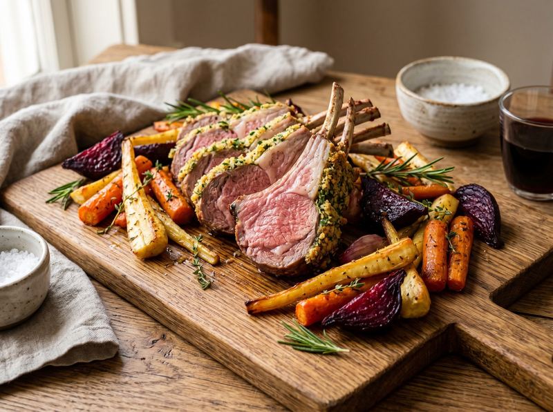 Herb-Crusted Rack of Lamb with Roasted Root Vegetables