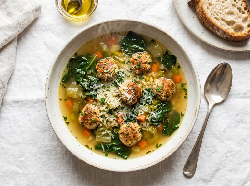 Italian Wedding Soup with Turkey Meatballs and Greens