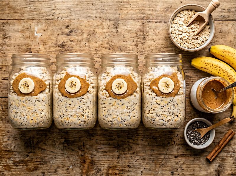 Almond Butter Banana Overnight Oats (5-Jar Batch)