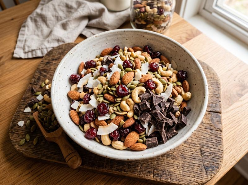 Homemade Trail Mix with Dark Chocolate, Almonds, and Dried Cherry