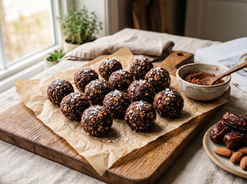 Almond Date Energy Bites with Cacao and Sea Salt