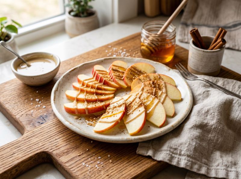 Apple Slices with Tahini, Honey, and Cinnamon