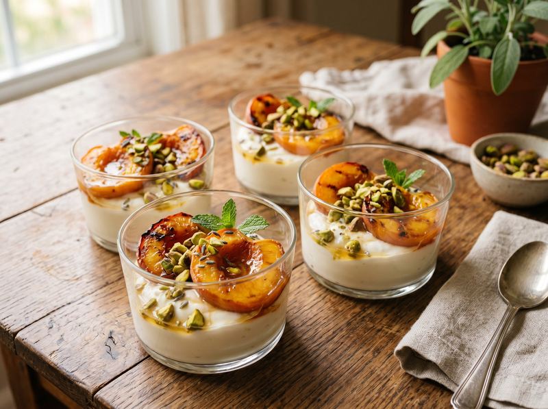 Honey-Roasted Stone Fruit Parfait with Greek Yogurt and Pistachios